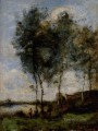 Pecheur Au Bord De La Riviere plein air Romanticismo Jean Baptiste Camille Corot